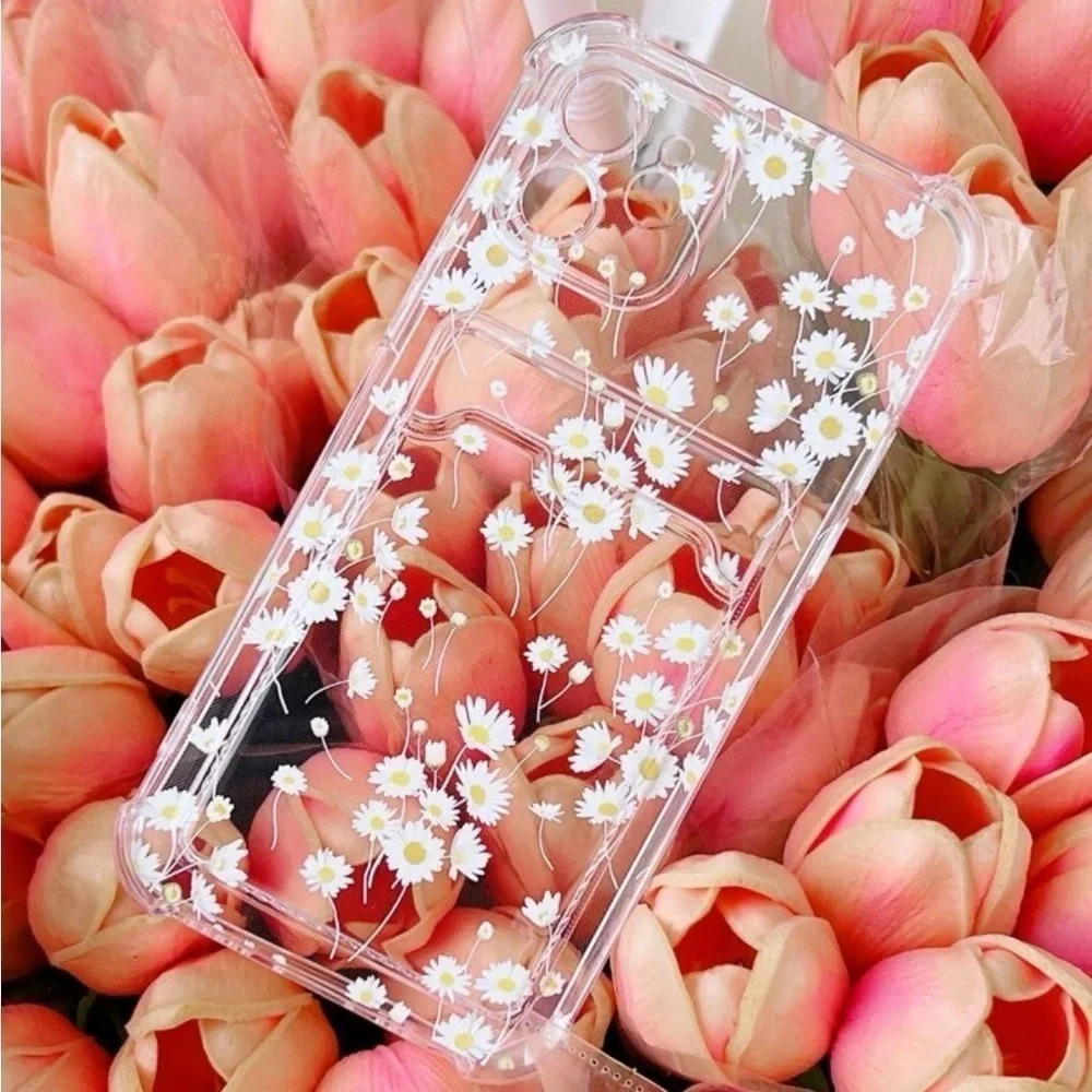 ⚠️Clearance🤍iPhone 12/Pro/Pro Max Cute Daisy Flower iPhone Case With Card Slot - Picture 1 of 4